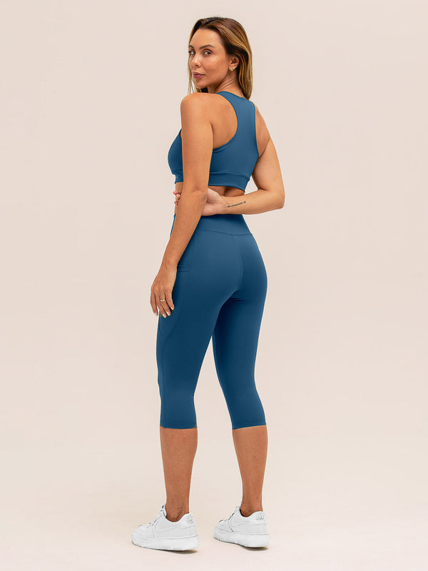 Corsário com Bolsos Azul Profundo